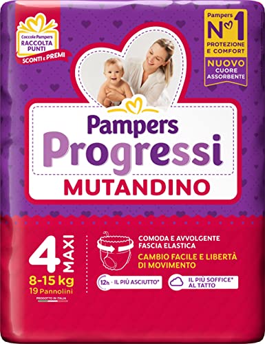 Pampers Progressi Mutandino Maxi, Taglia 4 (8-15 Kg), 19 Pannolini