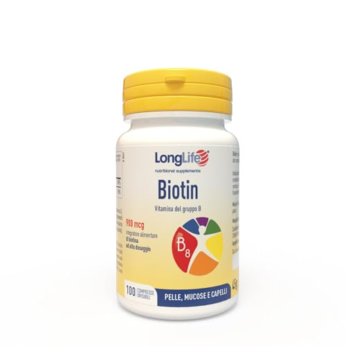 Longlife® Biotin 900 | Integratore Di Biotina Ad Alto Dosaggio | Benessere Di Pelle, Capelli, Unghie | Oltre 6 Mesi Di Trattamento | Vegano E Senza Gl
