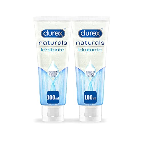 Durex Naturals Gel Lubrificante Intimo Idratante 100Ml X2, Con Acido Ialuronico, 200 Ml