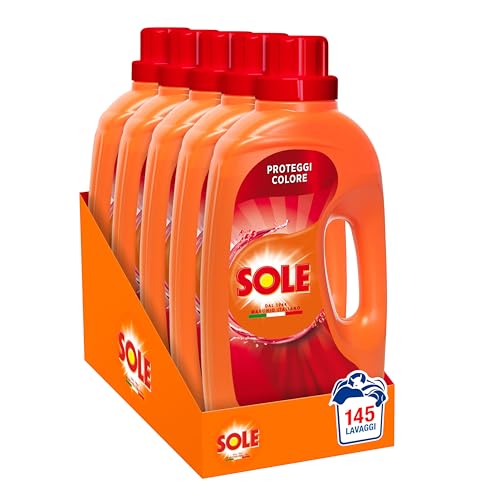 Sole Detersivo Lavatrice Proteggi Colore 145 Lavaggi, (5X29), Formula Igienizzante, Detersivo Lavatrice Liquido Proteggi Colore, Rimuove Le Macchie A