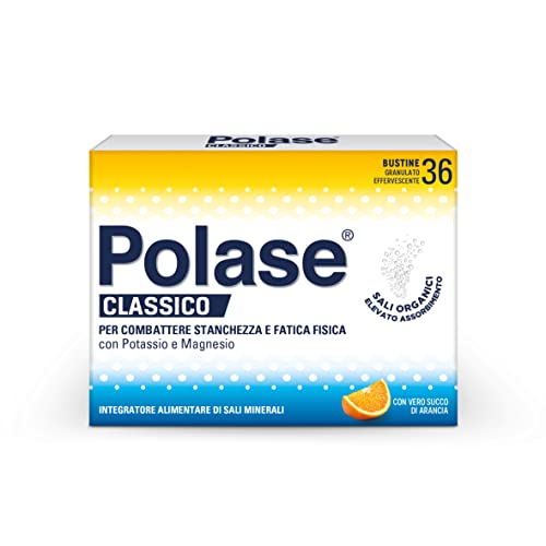 Polase Classico, Magnesio E Potassio,Integratore Alimentare, Contro Stanchezza E Fatica Fisica, Caldo, Sali Minerali Organici, Gusto Arancia, 36 Busti