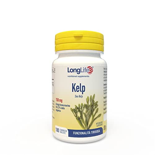Longlife® Kelp | Titolata Allo 0,1% In Iodio | 180 Compresse Rivestite | Funzione Tiroide | Salute Pelle | Gluten Free | Doping Free