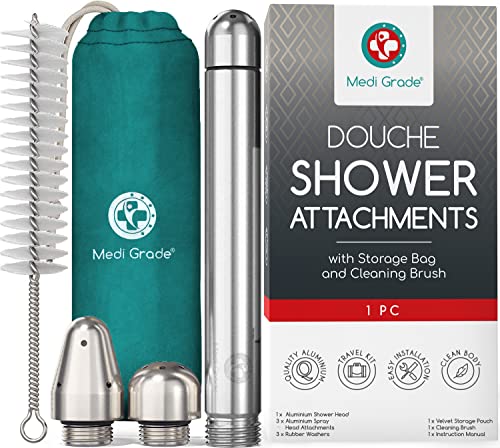 Medi Grade Accessori Enema Kit Per Doccia Anale – 3 Pezzi In Alluminio Deluxe Per Lavaggio Intima Donna E Uomo – Include Una Custodia In Velluto – Lav