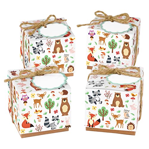 50 Set Scatoline Portaconfetti Nascita Scatoline Bomboniere Battesimo Sacchetti Da Regalo Animali Del Bosco Etichette Regalo Decorazioni Compleanno Ma