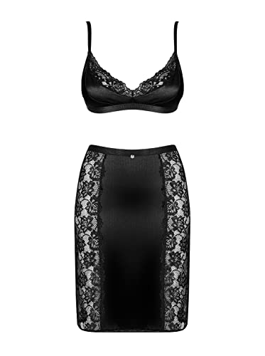 Obsessive Completo Intimo Femminile 2 Pezzi Sexy Blanita, Nero,S-M