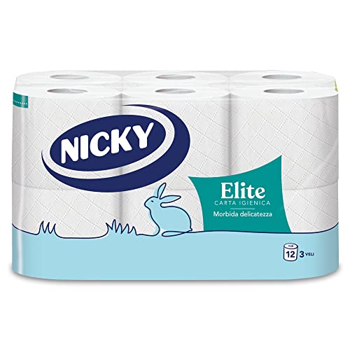 Nicky Elite Carta Igienica A 3 Veli, 12 Rotoli