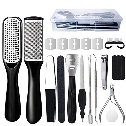 Kit Pedicure Professionale Da 20 Pezzi Lime In Acciaio Inossidabile Kit Di Strumenti Che Rimuove La Pelle Dura E Morta, Raspa Per Il Piede Cura Dei Pi
