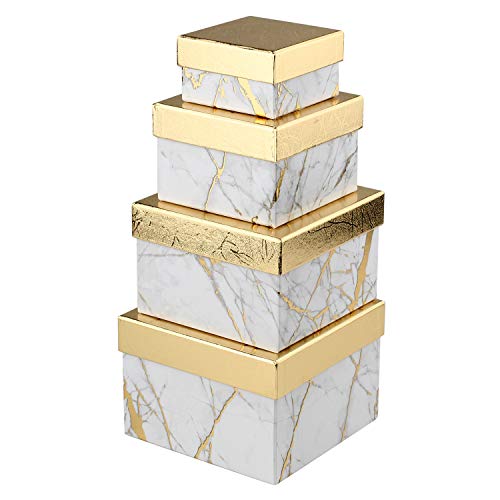 Confezione Regalo Con Coperchio Quadrato Di Carta Gioielli Scatole Regalo Piccola Scatola Di Immagazzinaggio, Set Di 4 Misure Assortite, Adatto Per Re