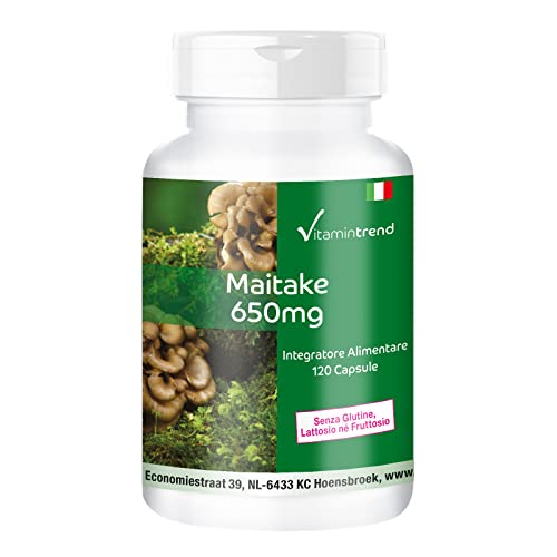 Maitake Polvere 650Mg - 120 Capsule, Fungo Vitale Funzionale, Adattogeno, Vegan | Vitamintrend®
