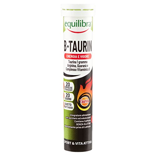 Equilibra Integratori Alimentari, B-Taurin, Integratore Per Energia Istantanea, Stimola Il Metabolismo, Con Taurina, Arginina, Guaranà E Vitamine Del