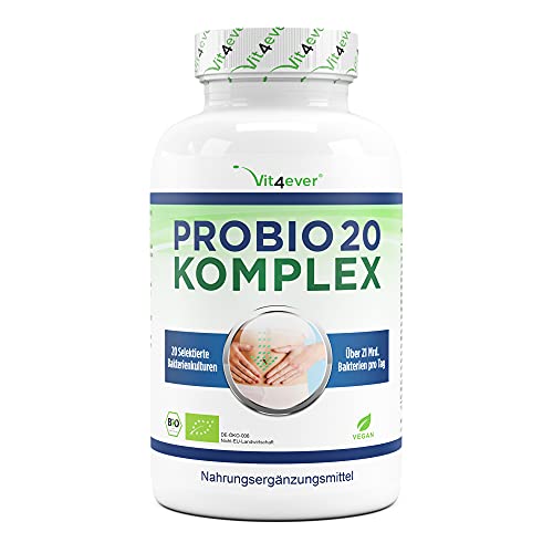Probio 20 - Complesso Di Culture Con 20 Ceppi Batterici + Inulina Organica - 180 Capsule Rivestite Con Enterica Bright Jc Caps® - 21 Miliardi Di Batte
