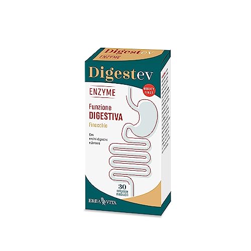 Erba Vita Digest Ev Enzyme Integratore Alimentare, A Base Di Estratti Vegetali, Utile Per La Funzione Digestiva - Formato 30 Compresse Masticabili