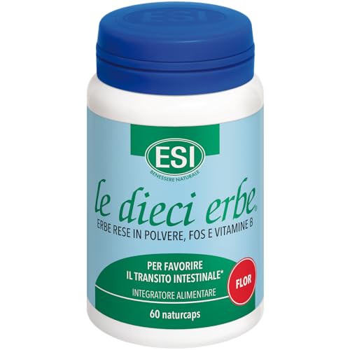 Esi - Le Dieci Erbe Flor, Integratore Alimentare Vegetale Con Fos, Per La Regolarità Del Transito Intestinale, Senza Glutine E Vegan, 60 Naturcaps