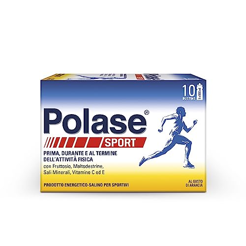 Polase Sport, Magnesio E Potassio Integratore Alimentare Con Vitamina C, Sali Minerali E Maltodestrine, Energetico Salino, 10 Bustine Gusto Arancia