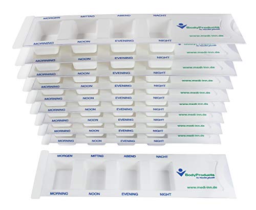 10-Pc Dispenser-Medicine Medi-Inn Portapillole Portapillole Mit 4 Scomparti - Bianco, Norm