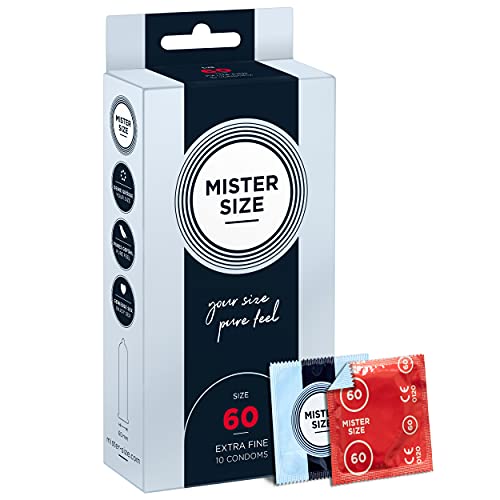 Mister Size – Pure Feel Profilattici Lubrificanti (Extra Sottili, Extra Lubrificati) / Taglia Individuale 60 Mm A Un Pacco Da 10 - Preservativi Sottil