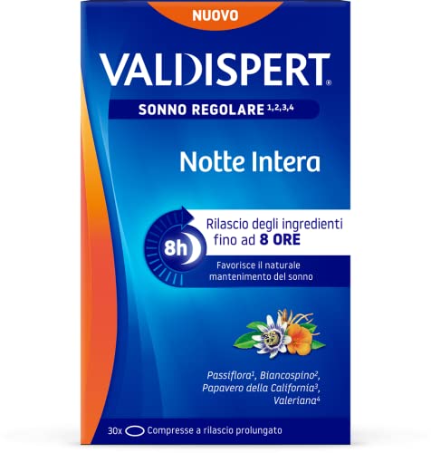 Valdispert Notte Intera, Integratore Alimentare Per Favorire Il Sonno Regolare, A Base Di Passiflora, Biancospino, Papavero Della California E Valeria