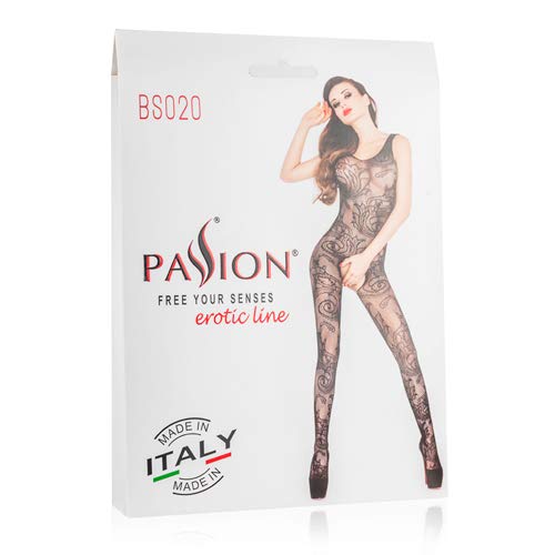 Catsuit De Entrepierna Negra Con Malla Di Passion One Size Con Malla