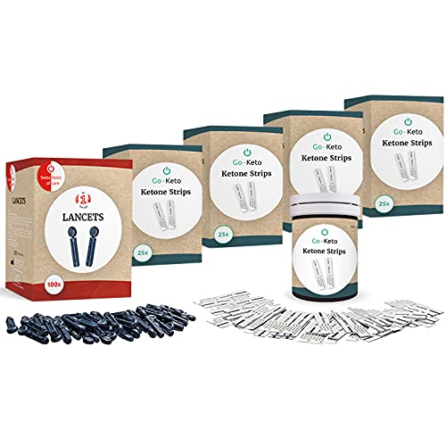 Swiss Point Of Care Set Chetoni |100 Strisce Di Prova Per Chetoni + 100 Lancette | Per Il Monitoraggio Dei Livelli Di Chetoni Con Il Gk Dual Meter