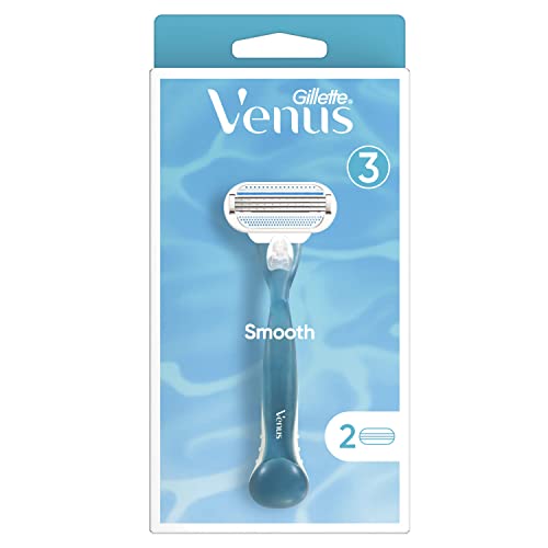 Gillette Venus Smooth Lametta Donna, 1 Manico E 2 Lamette Da 3 Lame Per Rasoio Donna, Rasatura Veloce Ed Efficace, Idea Regalo