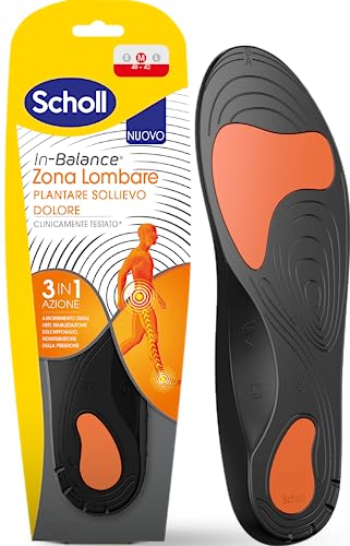 Scholl In-Balance Zona Lombare Plantare Sollievo Dolore, Lombalgia, Con Gel Ammortizzante A Doppio Strato Con Supporto Flessibile, Taglia M (40-42), 1
