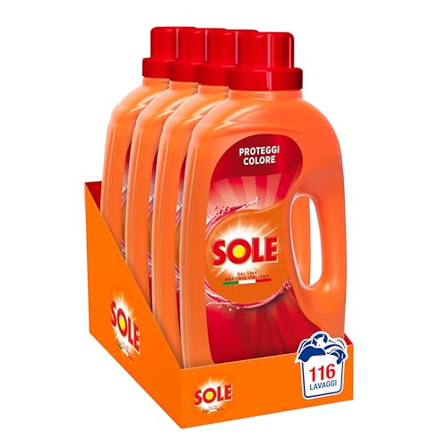 Sole Detersivo Lavatrice Proteggi Colore 116 Lavaggi, (4X29), Formula Igienizzante, Detersivo Lavatrice Liquido Proteggi Colore, Rimuove Le Macchie A