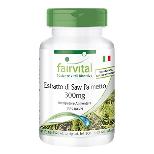 Fairvital | Saw Palmetto Extract 300Mg - Per 3 Mesi - Vegan - Alto Dosaggio - 90 Capsule - Con Beta-Sitosterolo