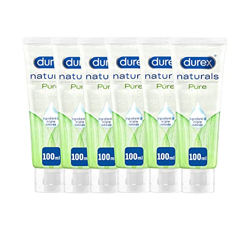 Durex Naturals Pure Gel Lubrificante Intimo 100Ml X6, Ingredienti Di Origine Naturale, 600 Ml Formato Convenienza