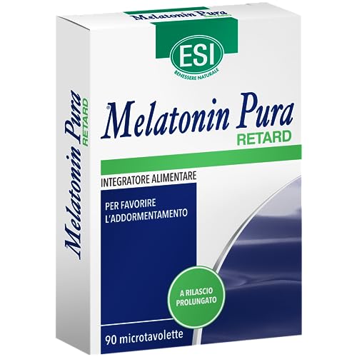 Esi - Melatonin Pura Retard, Integratore Alimentare Di Melatonina A Rilascio Prolungato, Senza Glutine E Vegan, Favorisce Il Sonno E Contrasta I Risve