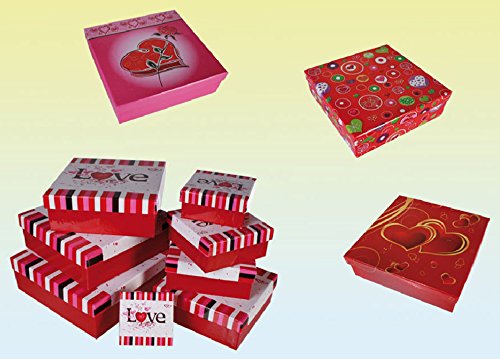 Scatola Quadrata Disegno Cuore Love, Set 8 Pezzi