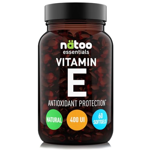 Nätoo Vitamina E 268Mg (400Ui) Softgel 60 Perle. Integratore Naturale (D-Alfa-Tocoferolo) - Vitamina E Pura Potente Antiossidante - Alto Dosaggio 2233