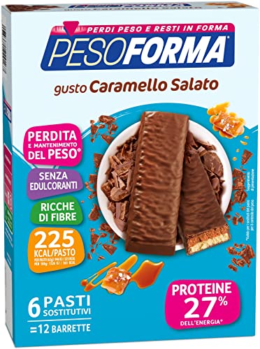 Pesoforma Barrette Caramello Salato, Pasto Sostitutivo Proteico, Barrette Per Il Controllo Del Peso, Barrette Proteiche Per Restare In Forma, Solo 225