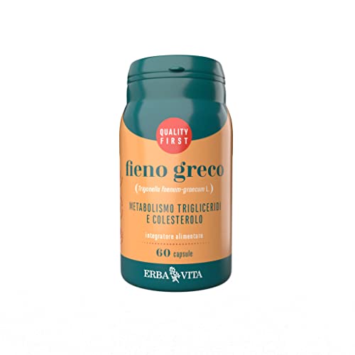 Erba Vita Integratore Alimentare Di Fieno Greco - 60 Capsule, Favorisce Il Metabolismo Dei Carboidrati, Dei Trigliceridi E Del Colesterolo