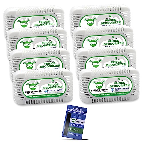 Deodoranti Per Frigo (Confezione Da 8) – Deodorante E Deodorante Per Frigorifero A Carbone Attivo, Riutilizzabili, Con Termometro Per Frigorifero, Anc