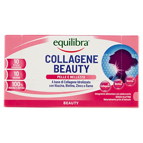 Equilibra Integratori Alimentari, Collagene Beauty, Integratore Per La Pigmentazione Della Pelle A Base Di Collagene Idrolizzato, Rame E Zinco, Senza