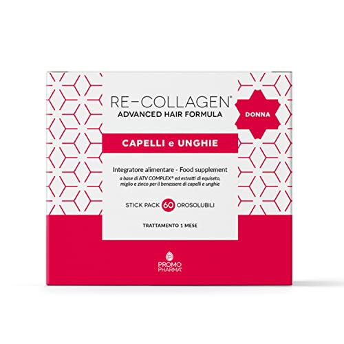 Re-Collagen Advanced Hair Formula Donna - Integratore Alimentare - Con Aminoacidi, Vitamine Ed Estratti Vegetali - Per Capelli E Unghie Normali - 60 S