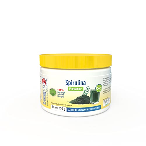 Longlife® Spirulina Bio Powder | Alga Spirulina In Polvere Titolata In Proteine, Ficocianina, Clorofilla E Carotenoidi | Biologica | Azione Di Sostegn
