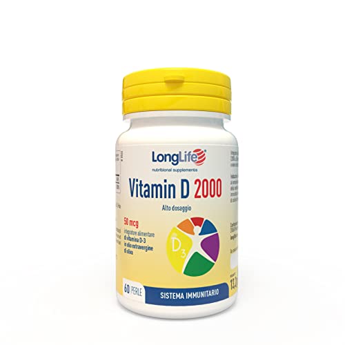 Longlife® Vitamin D 2000 | Vitamina D3 Naturale In Olio Evo | Alto Dosaggio | Difese Immunitarie, Salute Di Ossa E Denti | Metabolismo Del Calcio | 2
