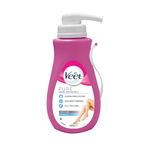 Veet Crema Depilatoria Pelli Sensibili, Per Gambe, Braccia, Ascelle E Zona Bikini, 400 Ml