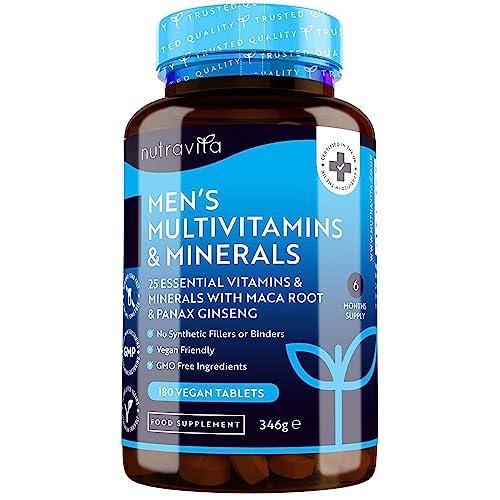 Multivitaminico E Multiminerale Uomo - 25 Vitamine E Minerali Attivi Essenziali Tra Cui Radice Di Maca E Panax Ginseng - 180 Compresse Vegane - Senza