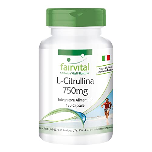 Fairvital | L-Citrullina 750Mg - 1 Mese - Vegan - Alto Dosaggio - 180 Capsule - Aminoacido
