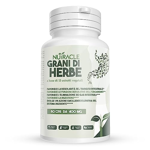 Nutracle Grani Di Herbe 80 Compresse (Fornitura + 2 Mesi) - 13 Erbe Per Colon E Intestino Pigro Contro Stitichezza Forte E Pancia Gonfia | Integratore
