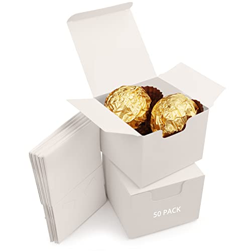 Kurtzy Scatoline Carta Kraft Bianche (50Pz) - Scatola Regalo Con Coperchio L5 X L5 X A5 Cm - Scatola Cartone Con Coperchio Facile Da Assemblare - Scat