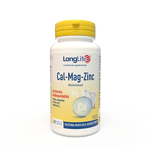 Longlife® Cal-Mag-Zinc | Integratore Di Calcio, Magnesio E Zinco, Con Vitamina D | Alta Biodisponibilità | Salute Delle Ossa E Del Sistema Nervoso | V