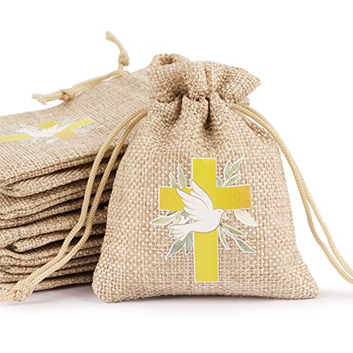 Betessin 24Pz Sacchetti Cresima Comunione Bomboniere Bambini Portaconfetti Iuta Confetti Regalo Decorazione Per Festa Prima Comunione Cresima Battesim