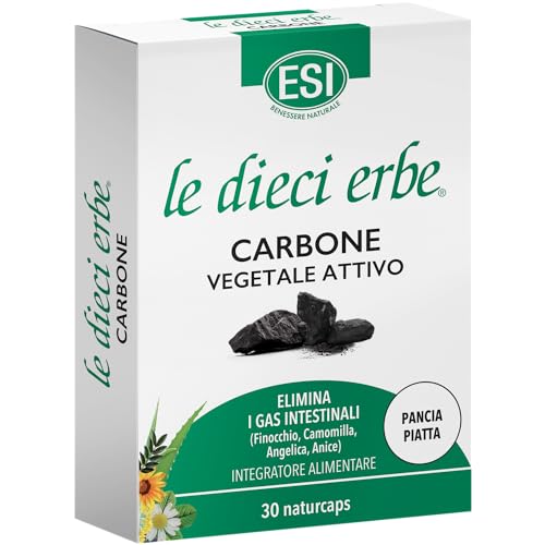 Esi - Le Dieci Erbe Carbone Vegetale Attivo, Integratore Alimentare Con Estratti Vegetali, Favorisce L’Eliminazione Dei Gas Intestinali, Senza Glutine
