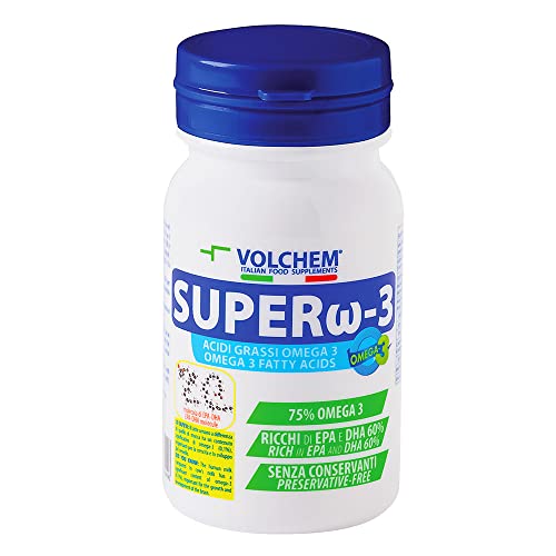 Volchem Super Omega-3, Integratore Alimentare Di Acidi Grassi, Omega 3 Al 75%, Ricco Di Epa E Dha (60%) Senza Conservanti, Barattolo Da 100 Perle, 69