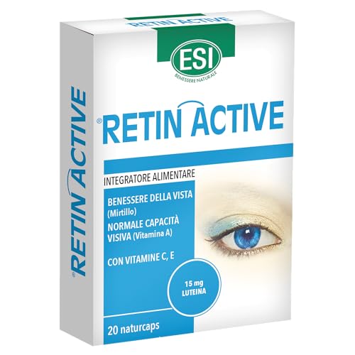 Esi - Retin Active, Integratore Occhi Alimentare A Base Di Vitamina E E A, Senza Glutine, 20 Naturcaps
