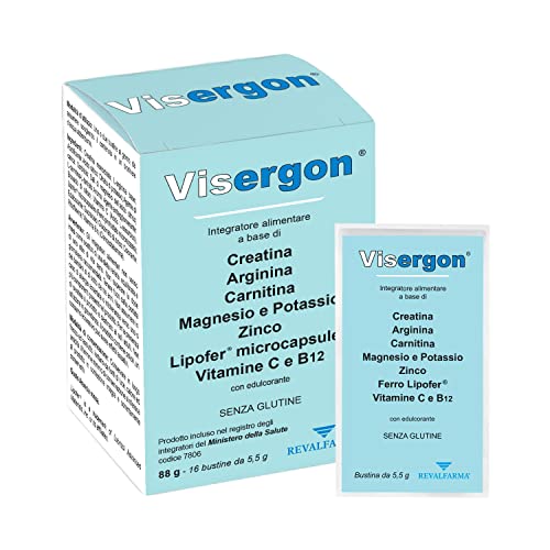 Visergon Integratore Alimentare A Base Di Creatina, Arginina, Carnitina, Magnesio, Potassio, Zinco, Ferro E Vitamine - Stanchezza E Affaticamento. Ada