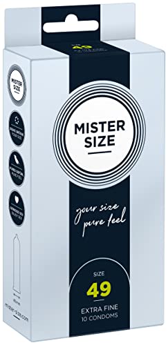 Mister Size – Pure Feel Profilattici Lubrificanti (Extra Sottili, Extra Lubrificati) / Taglia Individuale 49 Mm A Un Pacco Da 10 - Preservativi Sottil